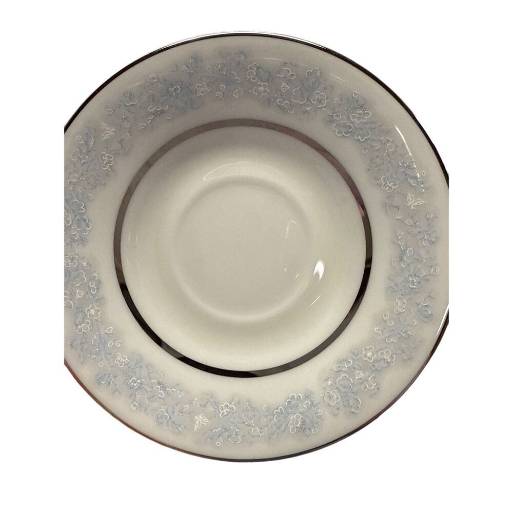 OXFORD Lenox China Twilight Dell White Silver Blue White Floral 8" SALAD PLATE s - Picture 6 of 11